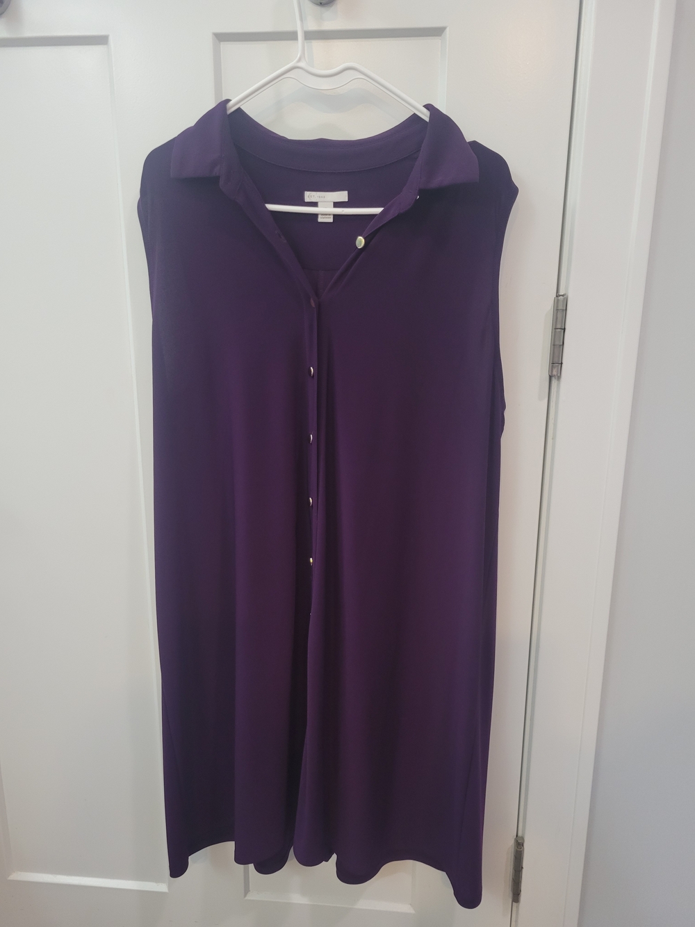 Sleeveless Button Front Purple Dress